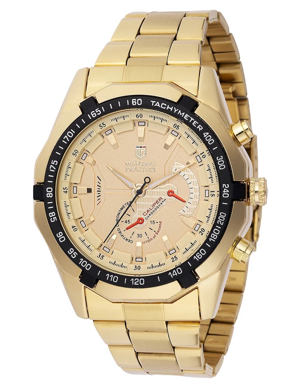 NWT Montres Prestige X Invicta Men's Watch 46mm Gold Chronograph Style MPW-0099